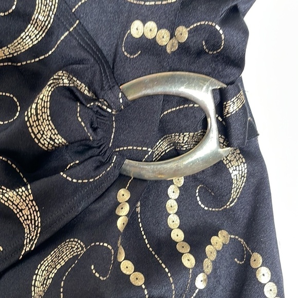 SHAPE FX One Piece Swimsuit Black and Gold Crossover with Gold Buckle Size 4 - Picture 3 of 12